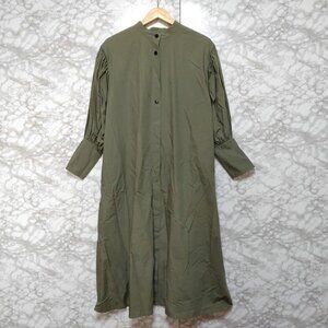 Munie Shirt Long Dress Volume Sleeve Flare Dress Khaki